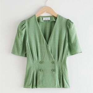 & Other Stories Double Breasted Puff Sleeve Blouse